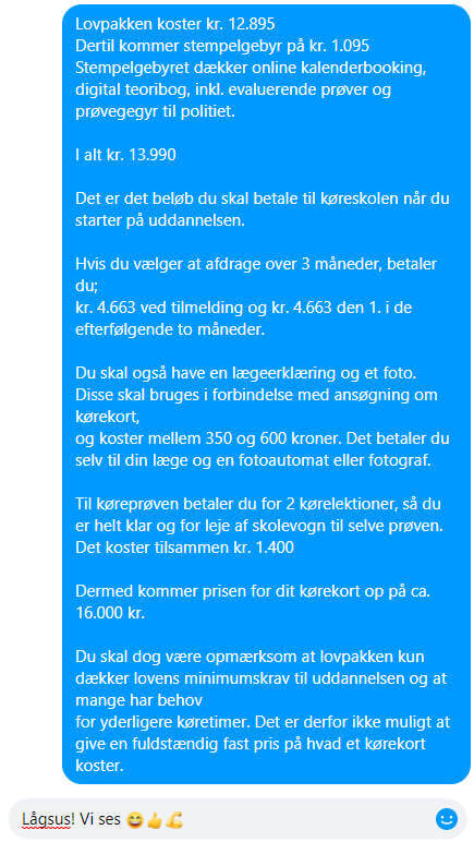 Priser 1 Hvad koster et koerekort